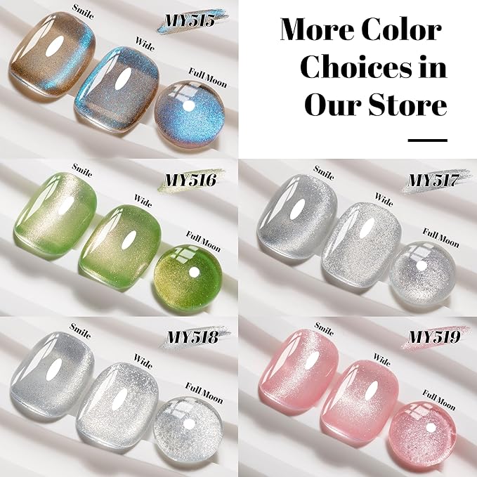 YTD Likomey Cat Eye Gel Nail Polish,Crystal 15ml Bright Silver Magnetic Shimmer Shimmer Glitter Translucent Shiny Fall Winter Salon Home UV Nail Varnish with Magnet Stick,HEMA Free TPO Free,MY518