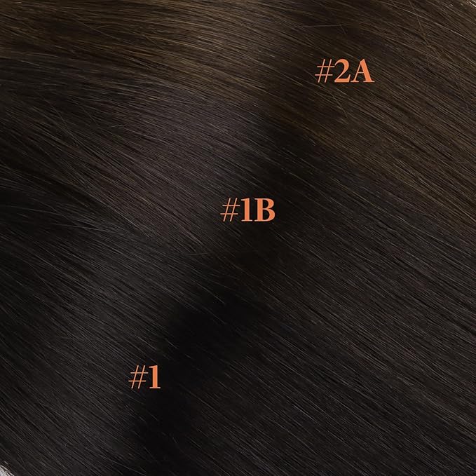 GOO GOO Invisi Edge Clip in Hair Extensions 16inch 110g 7Pcs Injected Seamless PU Clip in Hair Extensions, Virgin Real Human Hair, 2A Light Brown