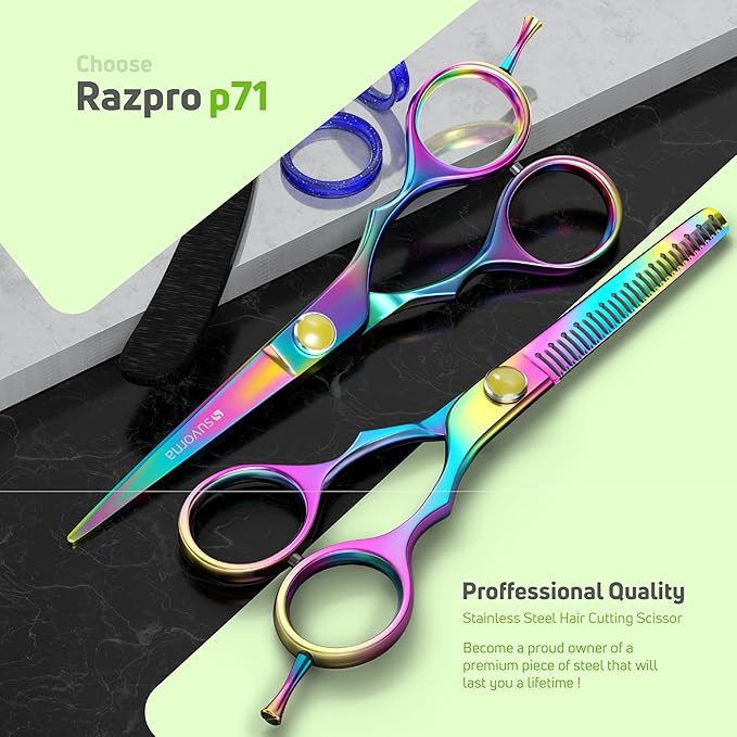 Suvorna 5.5" Hair Cutting Scissors Professional with Thinning Shears, Right-Hand Professional Hair Scissors, Barber Shears, hair shears, 2 Pcs Hair Cutting Shears - tijeras de peluqueria profesional.