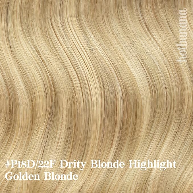 HOTBANANA Clip in Human Hair Extensions, Drity Blonde Highlight Golden Blonde 120g 18 Inch 7pcs, Clip in Hair Extensions Remy Human Natural Straight
