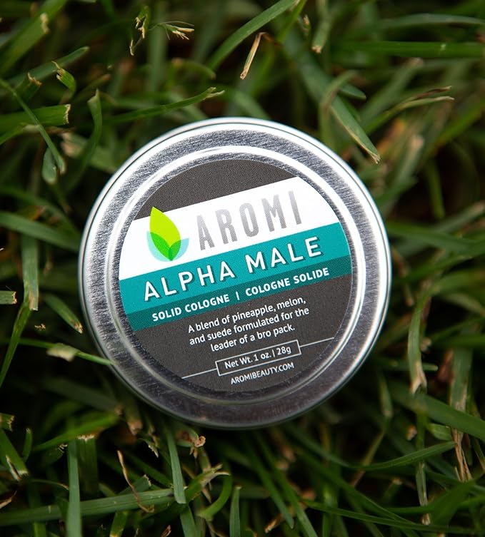 Aromi Solid Cologne | Fresh, Fruity Fragrance, Pineapple, Suede, and Lavender Scent, Small Men's Gift, Travel, Wax, Vegan, Cruelty-free, Alcohol-free (Alpha Male)
