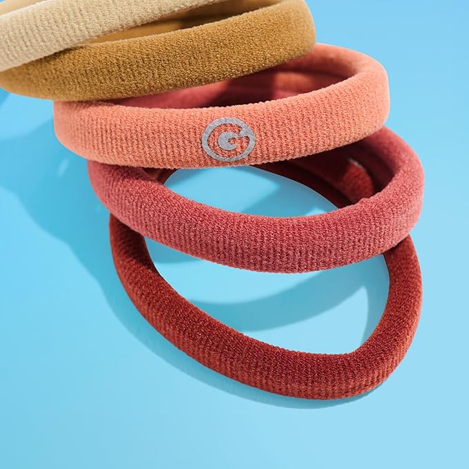 Gimme Beauty Medium Hair Bands Seamless Nylon - Low Profile Hair Accessory - Snag Free Tie for Firm, Lasting Hold - Soft, Non-Slip Ponytail Holder for Women - Warm Colors, 12 Pack