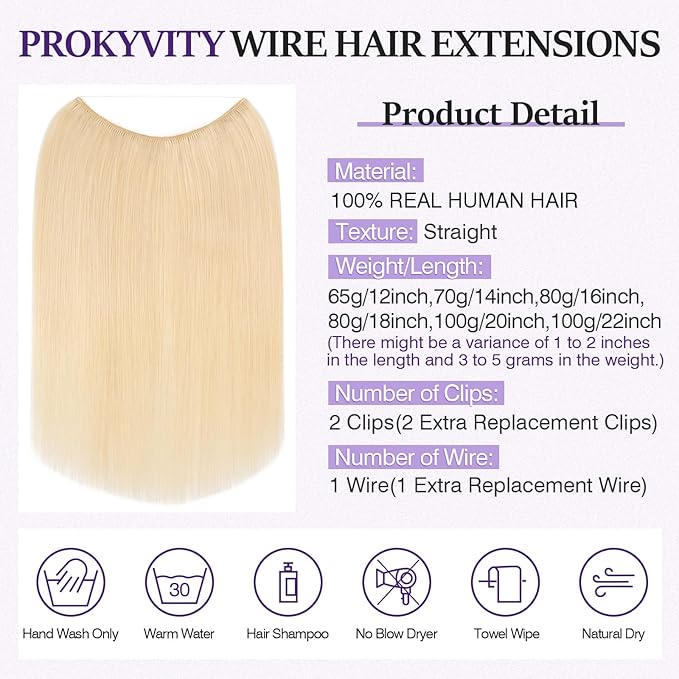 Halo Hair Extensions Real Human Hair,Halo Hair Extension 100% Human Hair,Wire Hair Extensions,Thicker 60 Platinum Blonde 14inch/70g