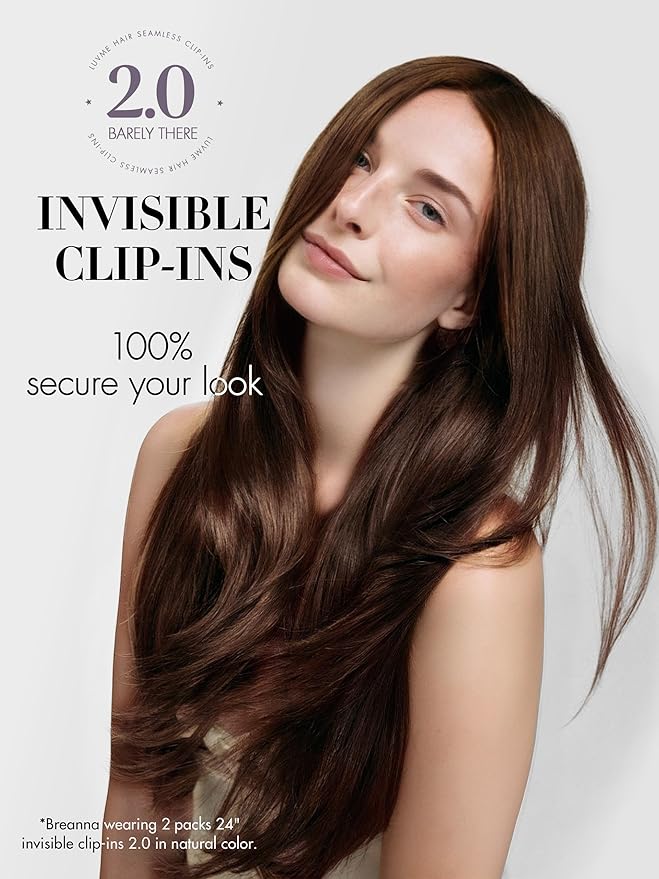 LUVME Invisible Clip in Hair Extensions Real Human Hair, 16 inch 110g 6Pcs, Natural Remy Human Hair Extensions Clip ins for Women, Natural Human Hair Silky Straight Highlight No.2