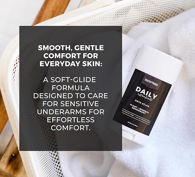 Rustic MAKA Plant + Mineral Deodorant - Onyx Atlas | Strong Odor Control | No Added Aluminum, No Added Parabens, No Added Baking Soda | Long-Lasting Protection for Men and Women