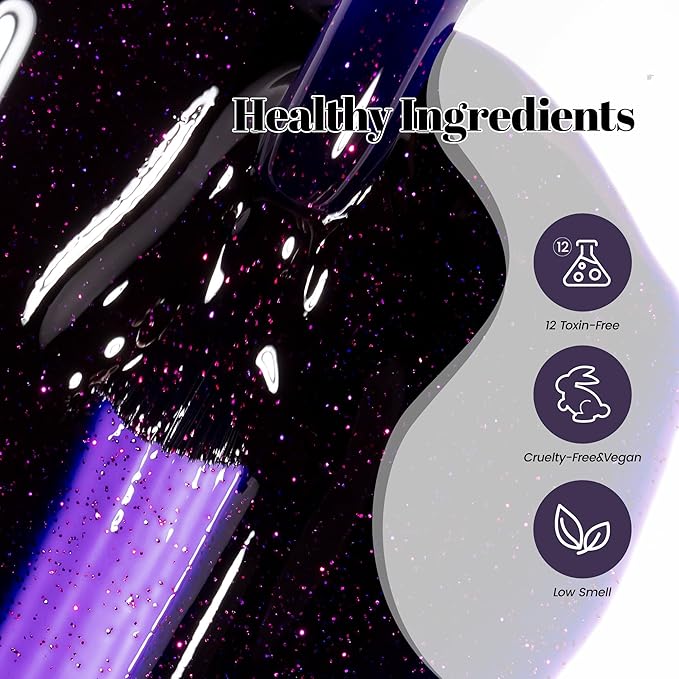 YTD Likomey Gel Nail Polish,15ml Secret Purple Glitter Nails Gel,Fall Winter Shiny Sparkly Salon Home DIY Manicure UV Color Varnish,SF442