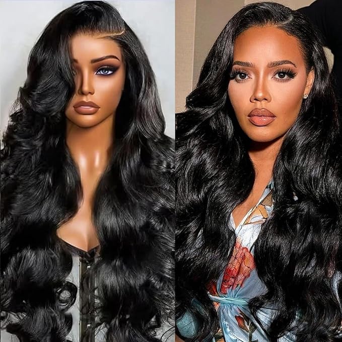 13x6 Body Wave Lace Front Wigs Human Hair Pre Plucked 180 Density Virgin Real Human Wig 3x Longer Lifespan HD Lace Frontal Wigs Human Hair for Women (Natural Black, 30inch)