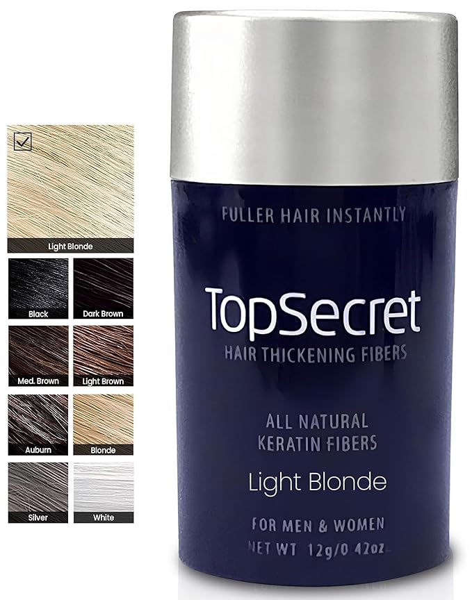 Top Secret Hair Thickening Building Fibers Refills - Undetectable & Natural Hair Filler - for Men & Women - Instantly Fill In Fine Thinning Hair - Weather & Sweat Resistant (Light Blonde, Regular)