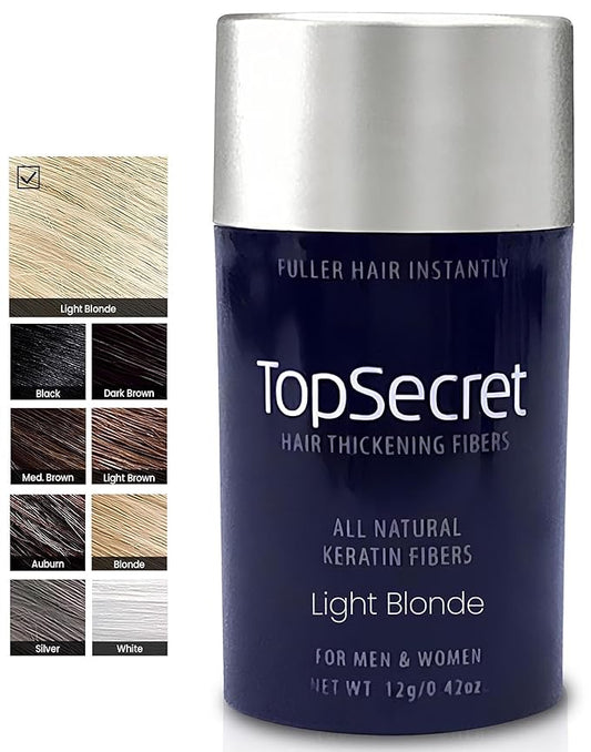 Top Secret Hair Thickening Building Fibers Refills - Undetectable & Natural Hair Filler - for Men & Women - Instantly Fill In Fine Thinning Hair - Weather & Sweat Resistant (Light Blonde, Regular)