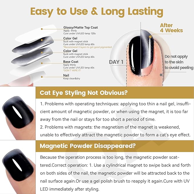 YTD Likomey Cat Eye Gel Nail Polish,Silk Glass 15ml Black Magnetic Shimmer Glitter Moonlight Jelly Shiny Salon Home Fall Winter UV Color Varnish with Magnet Stick,HEMA Free TPO Free,MY501