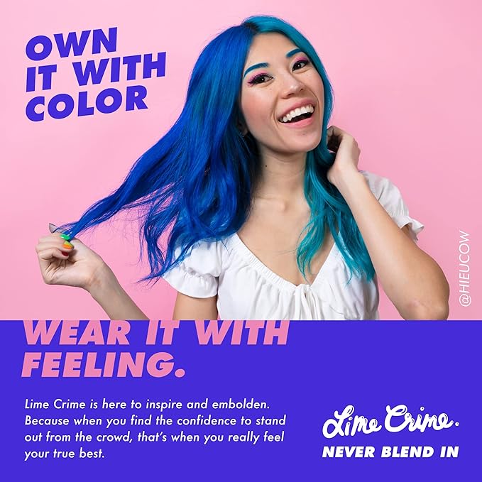 Lime Crime Unicorn Hair Dye Full Coverage, Anime (Candy Blue) - Vegan and Cruelty Free Semi-Permanent Hair Color Conditions & Moisturizes - Temporary Blue Hair Dye With Sugary Citrus Vanilla Scent