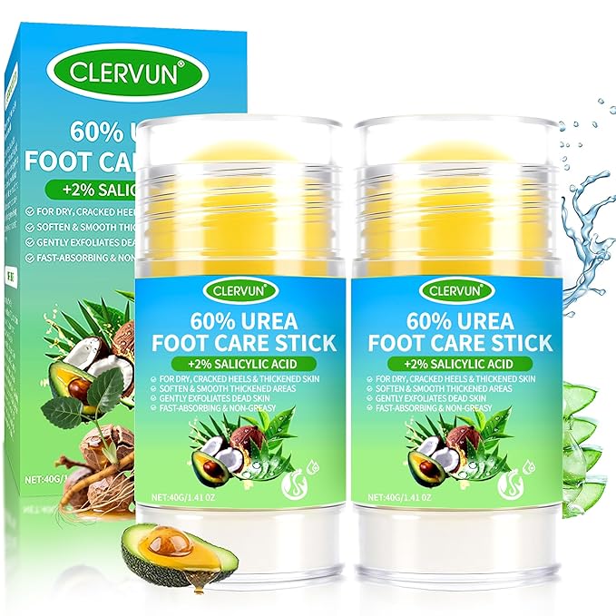 60% Urea Cream Stick with 2% Salicylic Acid, Anti-Cracking Foot & Hand Cream Moisturizer for Dry Cracked Heel Feet, Knee, Elbow, Foot Balm Stick for Callus Remover & Dead Skin Softener (2)