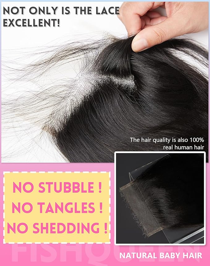 Body Wave Human Hair 5x5 HD Swiss Lace Closure Only 0.095mm Ultra-Thin Invisible Bleached Knots Frontal HD Lace Closure Pre-Plucked Skinlike Brazilian Raw Human Hair(5x5 Natural Black 20 Inch)