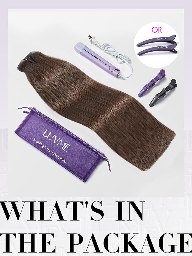 LUVME Clip in Hair Extensions Dark Brown Human Hair Extensions Clip ins Silky Straight in Hair Real Human on Extensions 7pcs 135g 24inch