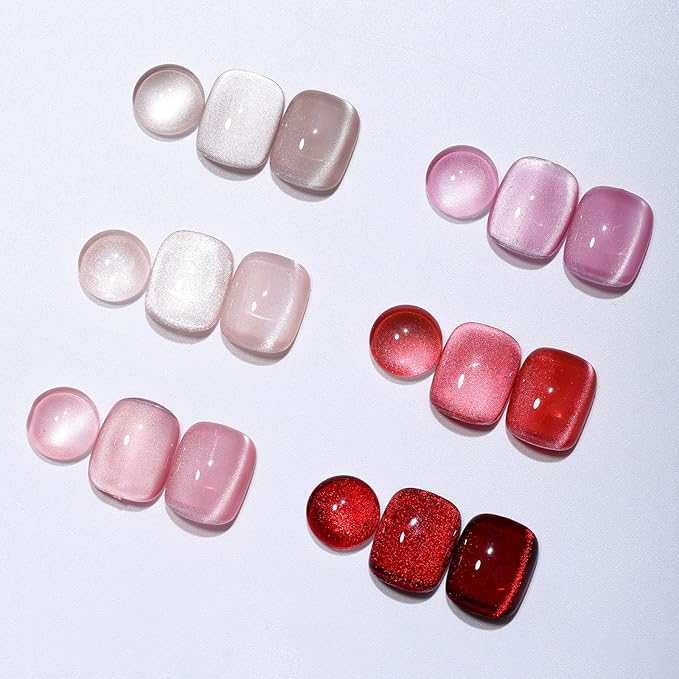 Cat Eye Gel Nail Polish Set, 6 Colors 12ML Fall Winter Glitter Magnetic Nail Polish Gel with Magnet, Soak Off UV LED for Home Salon Manicure Gift for Women