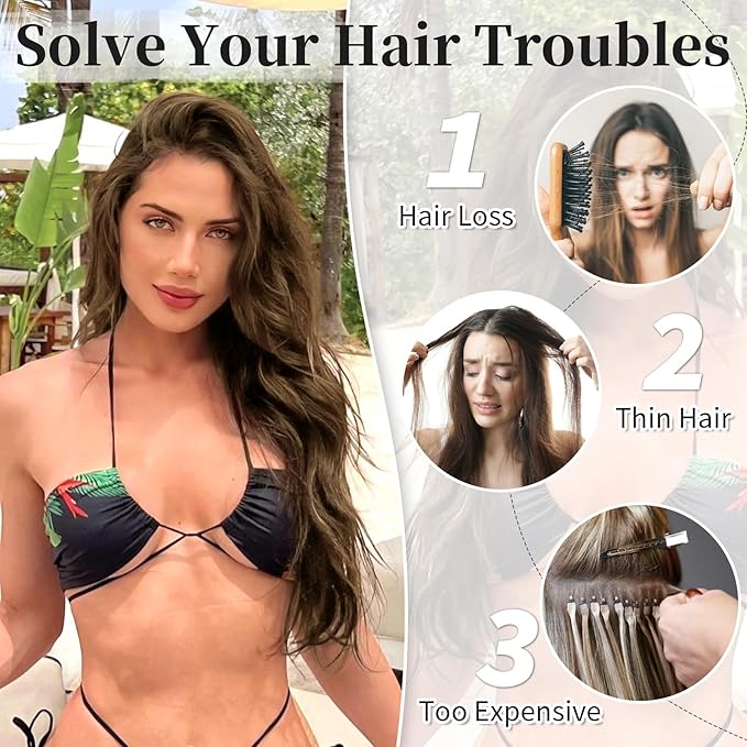 KooKaStyle Invisible Wire Hair Extensions with Transparent Headband Adjustable Size 4 Secure Clips Long Wavy Secret Wire Hairpiece 24 Inch for Women (24 Inch, Chestnut Brown)
