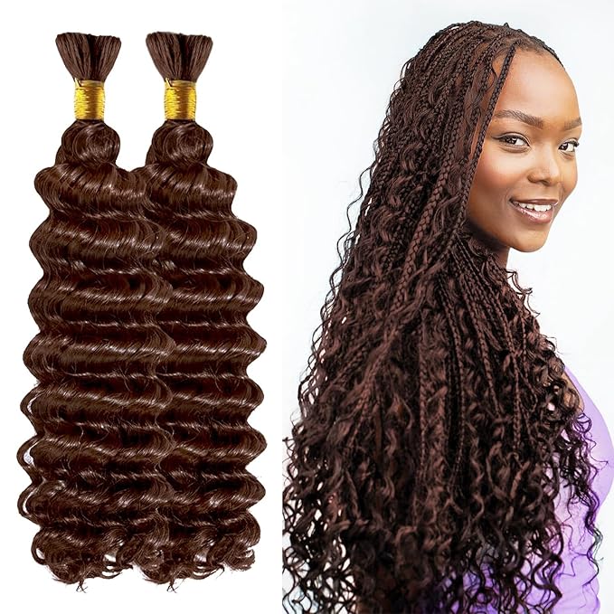 22 Inch Human Braiding Hair 100g Deep Wave Bulk Human Hair for Braiding Brazilian Virgin Human Hair Bundles Wet and Wavy Bundles No Weft Curly Human Hair Extensions for Boho Braids #4