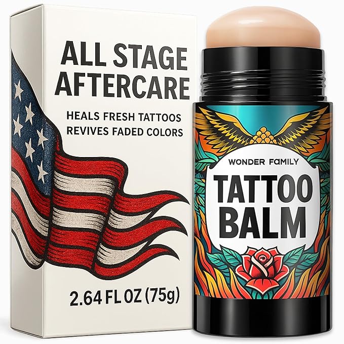 Tattoo Balm Stick – Maximum Strenght Tattoo Aftercare Healing Ointment – Travel Size Deluxe Tattoo Butter Moisturizer & Tattoo Numbing Cream, Lotion, Glide Alternative, Tattoo Care Supplies