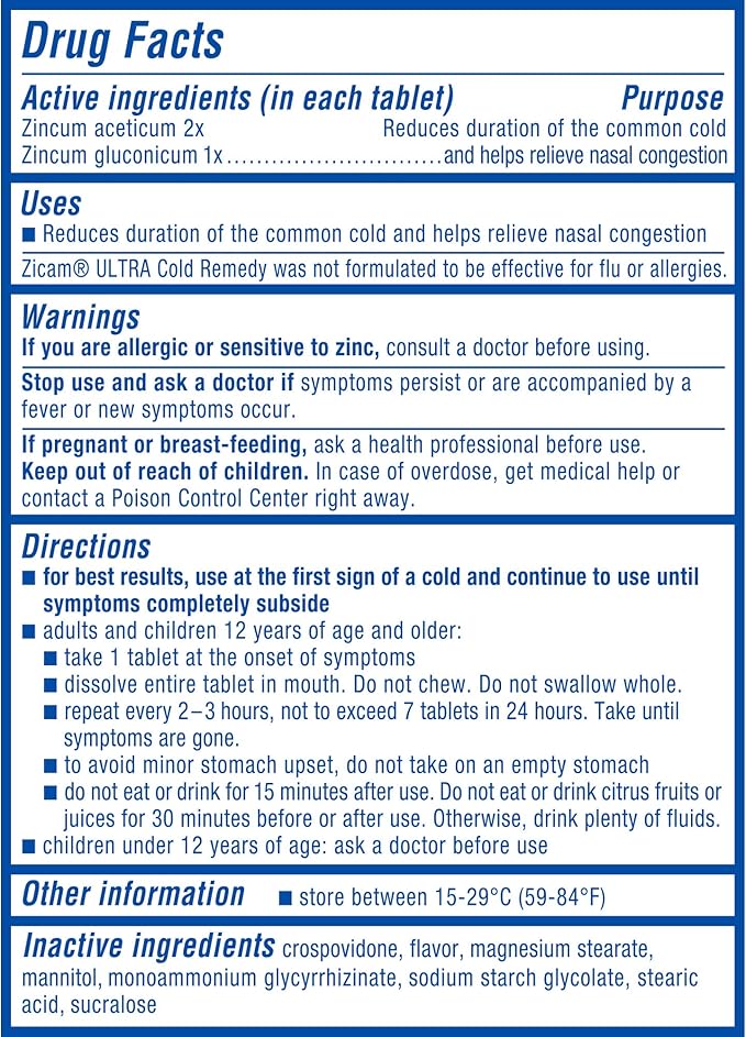 Zicam Cold Remedy Zinc Rapidmelts | Orange Cream Flavor | Shortens Cold Duration | Sugar-Free | Homeopathic