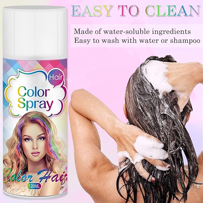 Temporary Hair Color Spray for Women and Kids, One-Time Use Hair Color Wax, Washable Disposable Natural Hair Spray Hair Strong Style for Party, Hollowen, Cosplay (Purple-Pink, 120ML)
