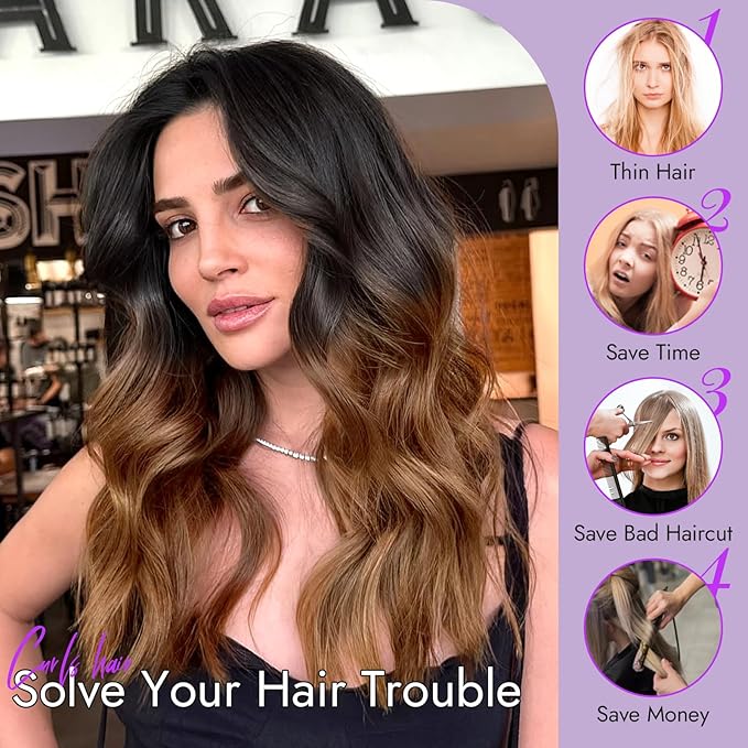 Ombre Brown with Highlights Short Wavy Wig for Women Lace Hairline Bob Style Synthetic Heat Resistant - Natural Appearance for Everyday Hairstyle 18 Inch