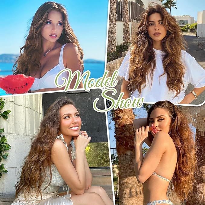 KooKaStyle Invisible Wire Hair Extensions with Transparent Headband Adjustable Size 4 Secure Clips Long Wavy Secret Wire Hairpiece 24 Inch for Women(COCOA#)