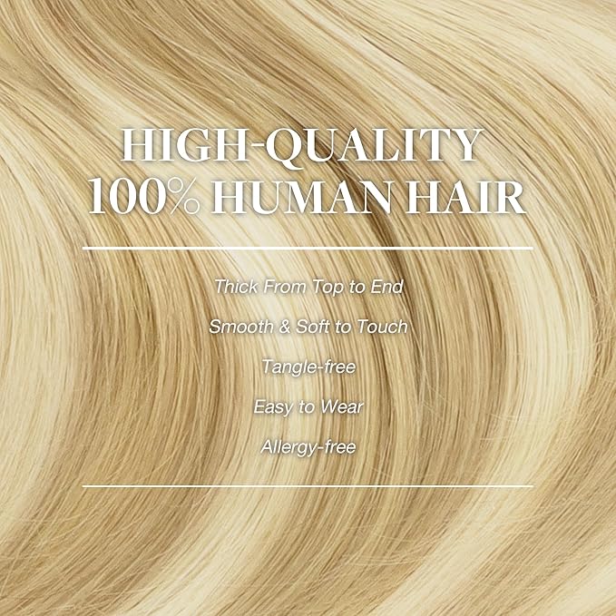GOO GOO Clip in Hair Extensions Real Human Hair, Remy Human Hair Extensions Clip ins for Women, Natural Human Hair, 20inch 120g 7Pcs, 18D/22F Dirty Blonde Highlights