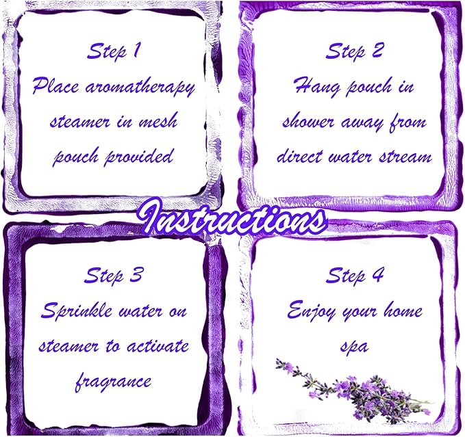 Bella Aria by Just Us Chix - Relax Lavender Shower Steamers, Aromatherapy Spa Experience, 7 Aromatic Tablets with Mesh Bag