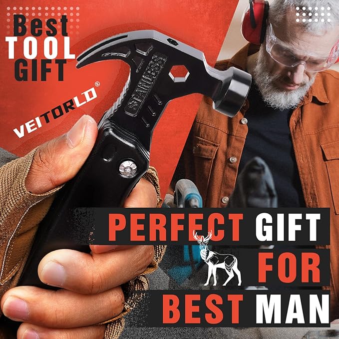 VEITORLD Gifts for Papa, Unique Birthday Gift Ideas for Papa Men Dad from Wife Daughter Son, All in One Survival Tools Hammer Multitool, Cool Gadgets Presents, Camping Accessories