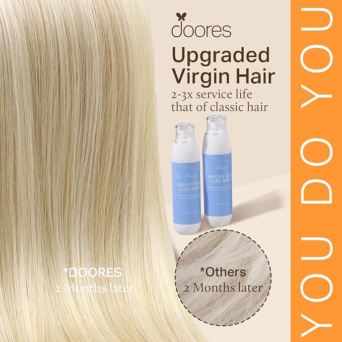 DOORES Ktip Human Hair Extensions, Dark Blonde Highlighted Bleach Blonde 16 Inch 50g/50s, U Tip Extensions Straight Keratin