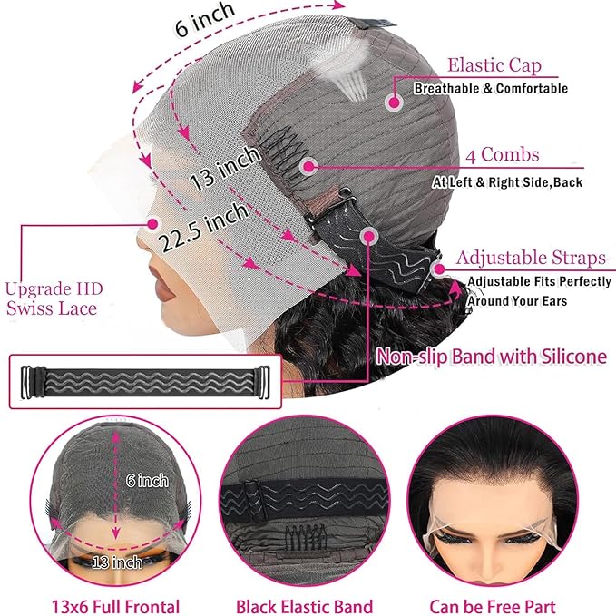 28Inch 13X6 Lace Front Wigs Human Hair 200% Density Deep Wave HD Transparent Lace Front Wigs Human Hair Pre Plucked Glueless Wigs Deep Curly Human Hair for Women With Baby Hair