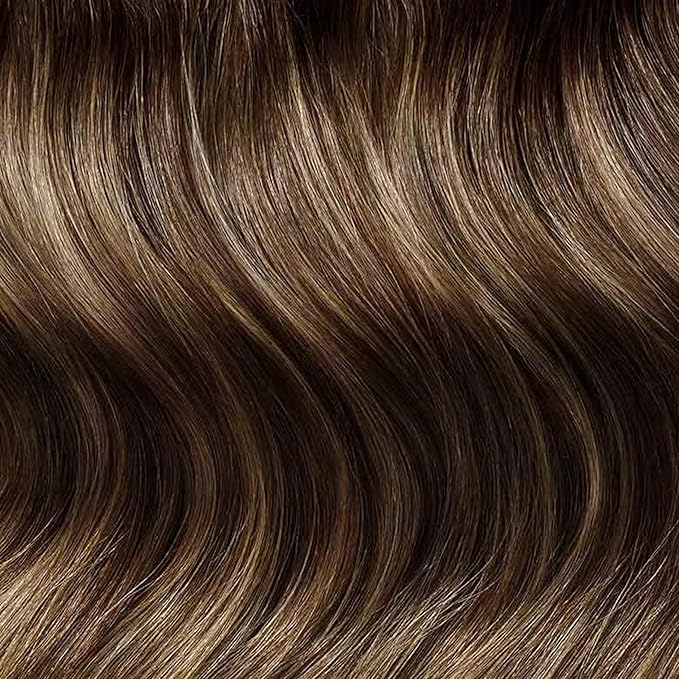 Luxy 100% Remy Human Hair - Seamless Clip-In Hair Extensions - Multi-Dimensional Color for Natural Blending, Adds Volume & Length 150 grams 12" Dimensional Rooted Sunkissed Brown