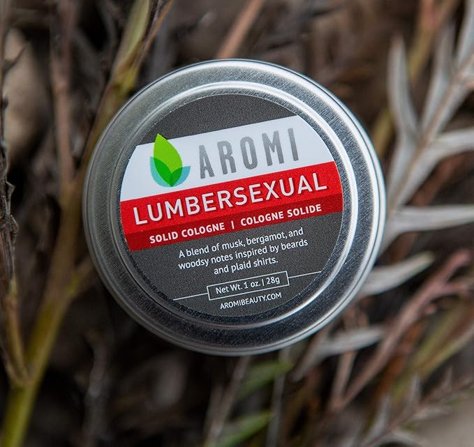 Aromi Solid Cologne for Men | Cashmere Woods, Musk Scent, Powdery Fragrance, Travel, Alcohol-Free, Concentrated, Wax-Based, Gift (Lumbersexual)