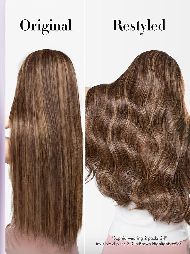 LUVME Invisible Clip in Hair Extensions Real Human Hair, 24 inch 110g 6Pcs, Natural Brown Highlights Human Hair Extensions Clip ins for Women, Natural Seamless Straight Human Hair