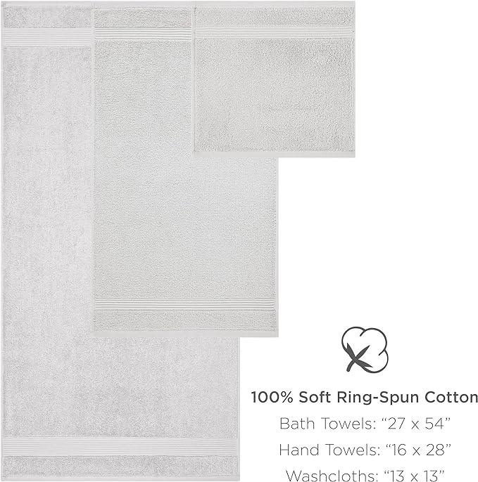 Arkwright Bath Towels Set of 4 - Super Soft 100% Cotton, 600 GSM Quick Dry & Absorbent, Luxury Bathroom Essentials for Hotels, Spa, Hosts, and Vacation Rentals, Dove White