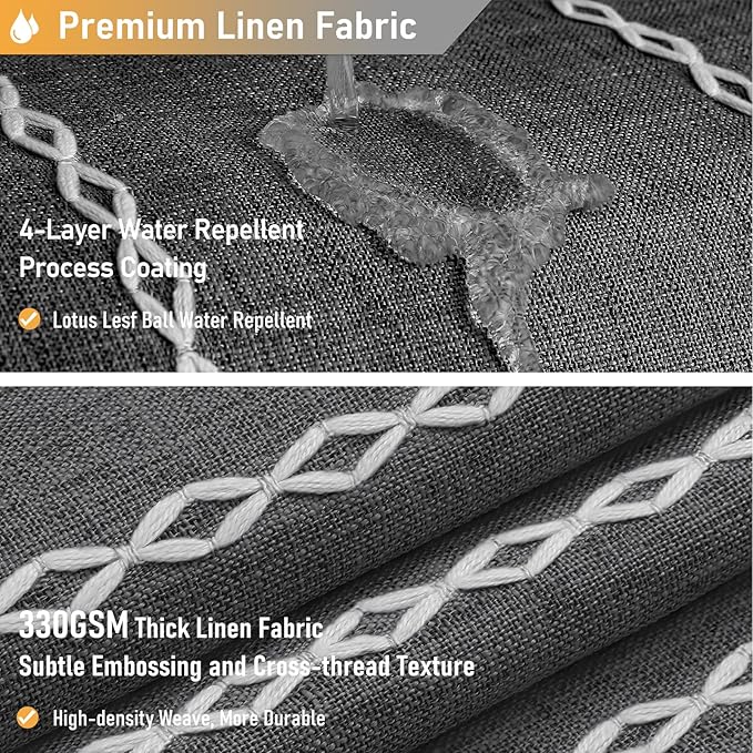 BTTN Boho Farmhouse Shower Curtain - Linen Rustic Heavy Duty Striped Fabric Shower Curtain Set, Bohemian Vintage Country Cloth Shower Curtains for Bathroom, Charcoal Grey, 72" W x 96" L (Pack of 1)