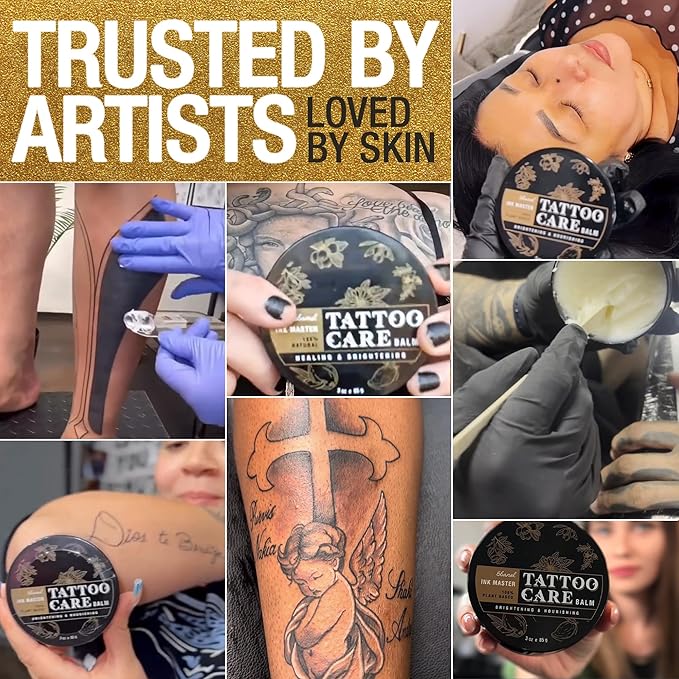 Ebanel Tattoo Balm 3oz, Premium Tattoo Aftercare Cream Brightener Ink Color Enhancing Butter Moisturizer with Herbal Essences and Essential Oils, All-Stage Tattoos Ointment After Care Kit Supplies