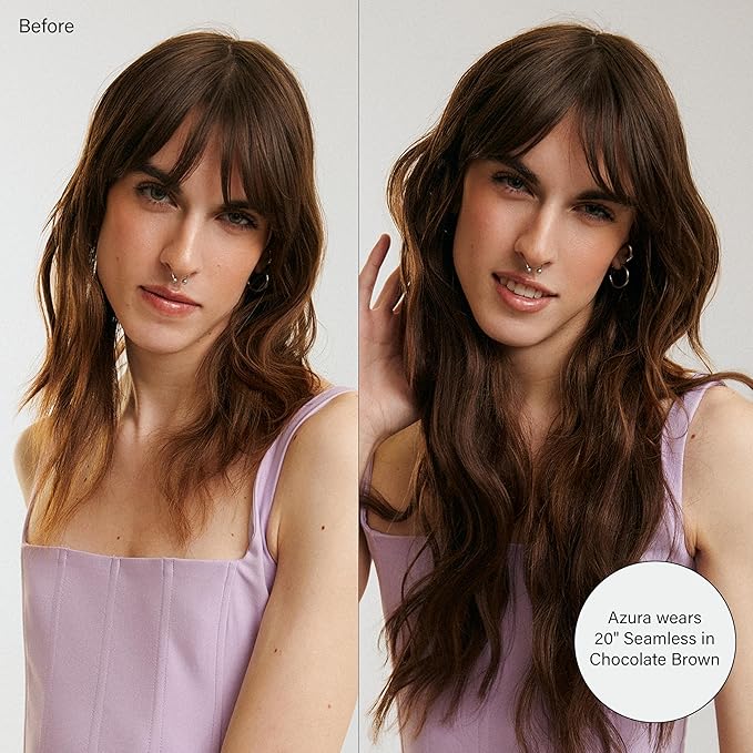 Luxy 100% Remy Human Hair - Seamless Clip-In Hair Extensions - Multi-Dimensional Color for Natural Blending, Adds Volume & Length 160 grams 16" Chocolate Brown Seamless