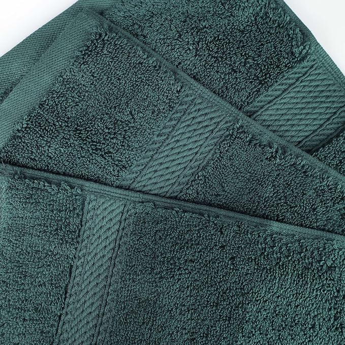 Superior Egyptian Cotton Pile Bath Towel Set of 4, Ultra Soft Luxury Towels, Thick Plush Essentials, Absorbent Heavyweight, Guest Bath, Hotel, Spa, Home Bathroom, Shower Basics, Teal