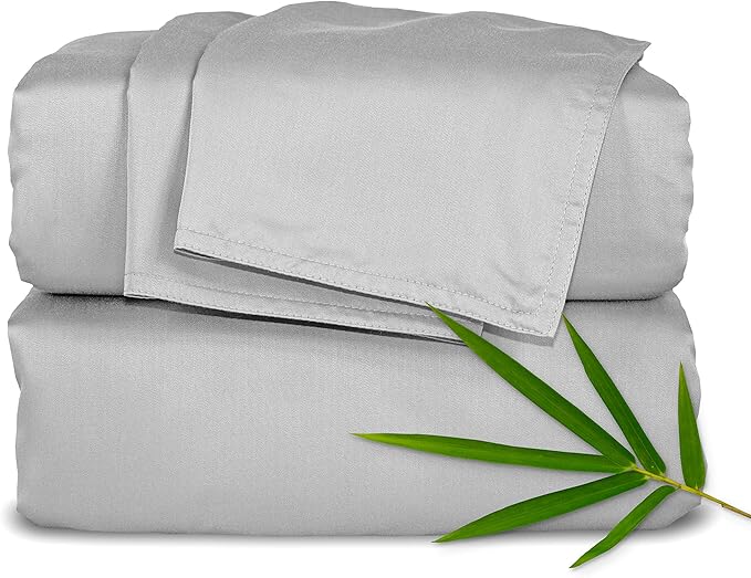 Pure Bamboo Short Queen Sheets for RV Camper (60"x75") - Genuine 100% Organic Viscose Derived from Bamboo Bed Sheet Set, Soft & Cooling, 2 Year Quality Promise (Short Queen, Silver Pearl)