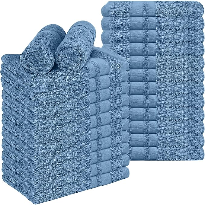 RIVERSIDE Pack of 24 Salon Towels Set – 16 x 26 Inches, 100% Ring Spun Cotton Highly Absorbent and Quick Dry Towels for Salon, Hand, Barber, Gym, Home & Hair Care, Blue