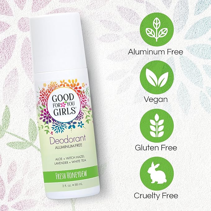 Good For You Girls Aluminum-Free, Natural Deodorant for Kids, Pre teens, Teens, Safe & Effective Odor Control, Clear Roll-On, Natural Fragrance, Vegan, Made in USA | Fresh Honeydew, 3 oz (Pack of 2)