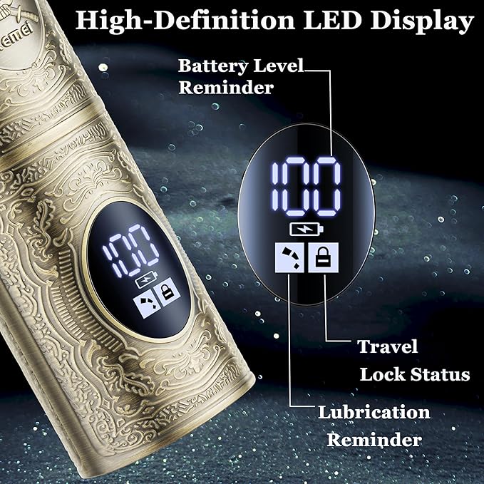 Kemei Professional Hair Clippers for Men, Beard Trimmer, Electric Shaver for Men, 3 in 1 Barber Clipper Kit LCD Display, Gift Sets