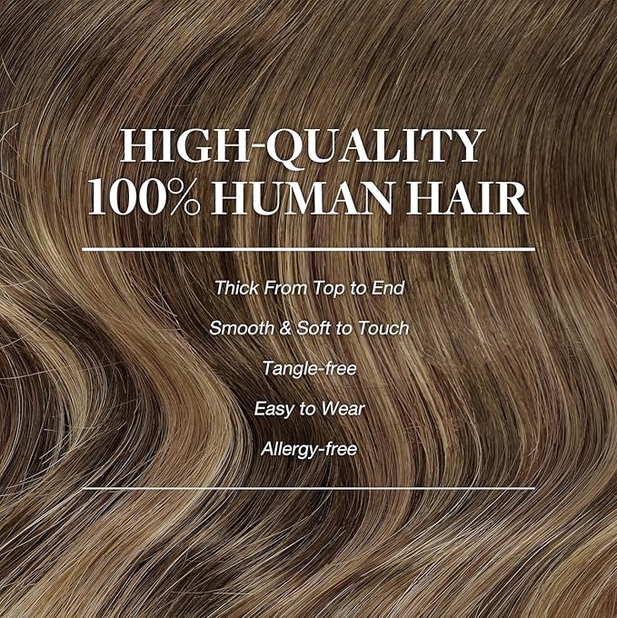 GOO GOO Clip in Hair Extensions Real Human Hair, Remy Human Hair Extensions Clip ins for Women, Natural Human Hair, 26inch 180g 7Pcs, #4/27/4 Balayage Chocolate Brown to Caramel Blonde