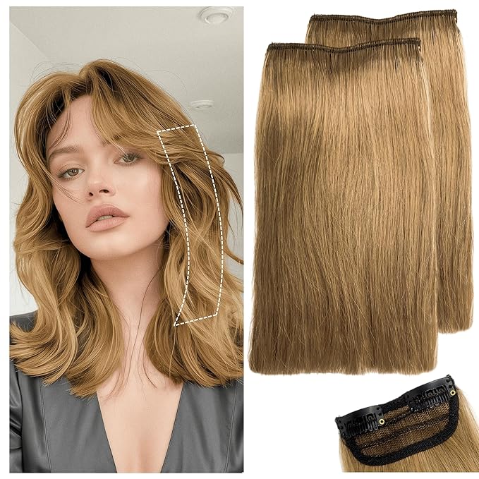 2 Pcs Short Hair Extensions, Human Hair Clip in Extensions for Women 8 Inch Chestnut Brown