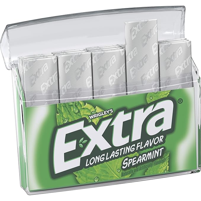 EXTRA Gum Spearmint Stocking Stuffer Christmas Gift, Bulk Chewing Gum Sugar-Free, Mega Pack of 6 with 35 Sticks Each