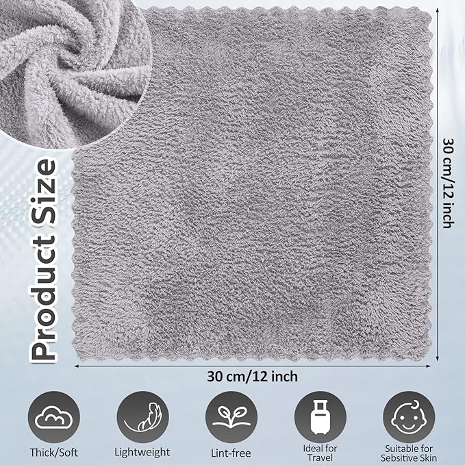 Newwiee 100 Pcs Washcloths Bulk Quick Drying Bathroom Wash Clothes 12 x 12 Inch Face Towels Microfiber Soft Hand Towel for Your Body Spa Fingertip(Grey)