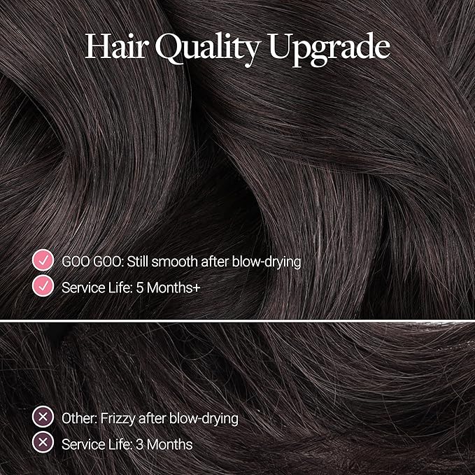 GOO GOO Micro Link Tip Hair Extensions, Real Human Hair, 18inch 50g 50S, Cold Fusion, Invisible Remy, Jet Black