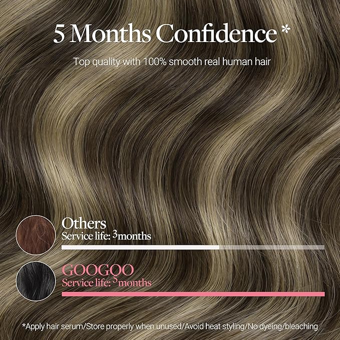 GOO GOO Clip in Hair Extensions Real Human Hair, Remy Human Hair Extensions Clip ins for Women, Natural Human Hair, 26inch 180g 7Pcs, #4/26/4 Balayage Chocolate Brown to Honey Blonde