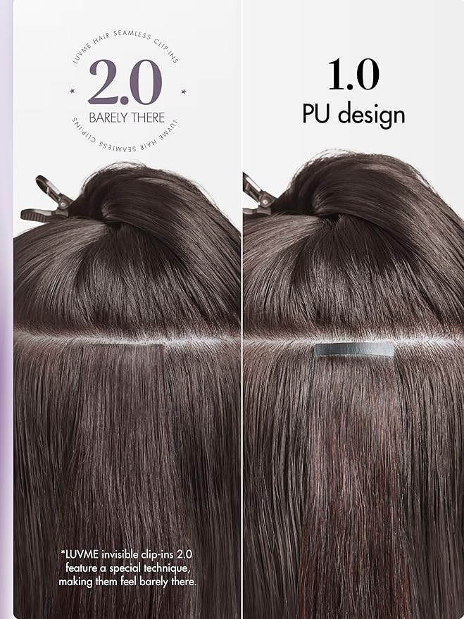 LUVME Invisible Clip in Hair Extensions Real Human Hair, 16 inch 110g 6Pcs, Natural Remy Human Hair Extensions Clip ins for Women, Natural Human Hair Silky Straight Highlight No.2